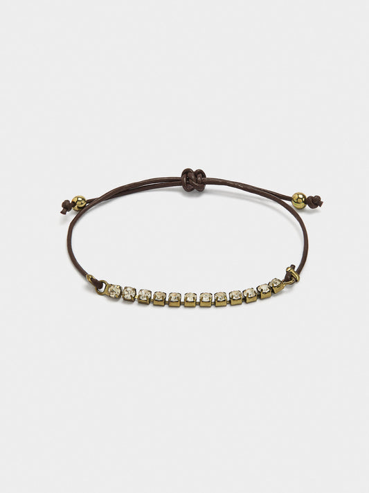 Leather Cord Bracelet With Crystals