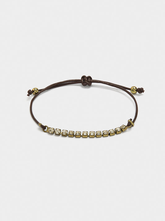 Leather Cord Bracelet With Crystals