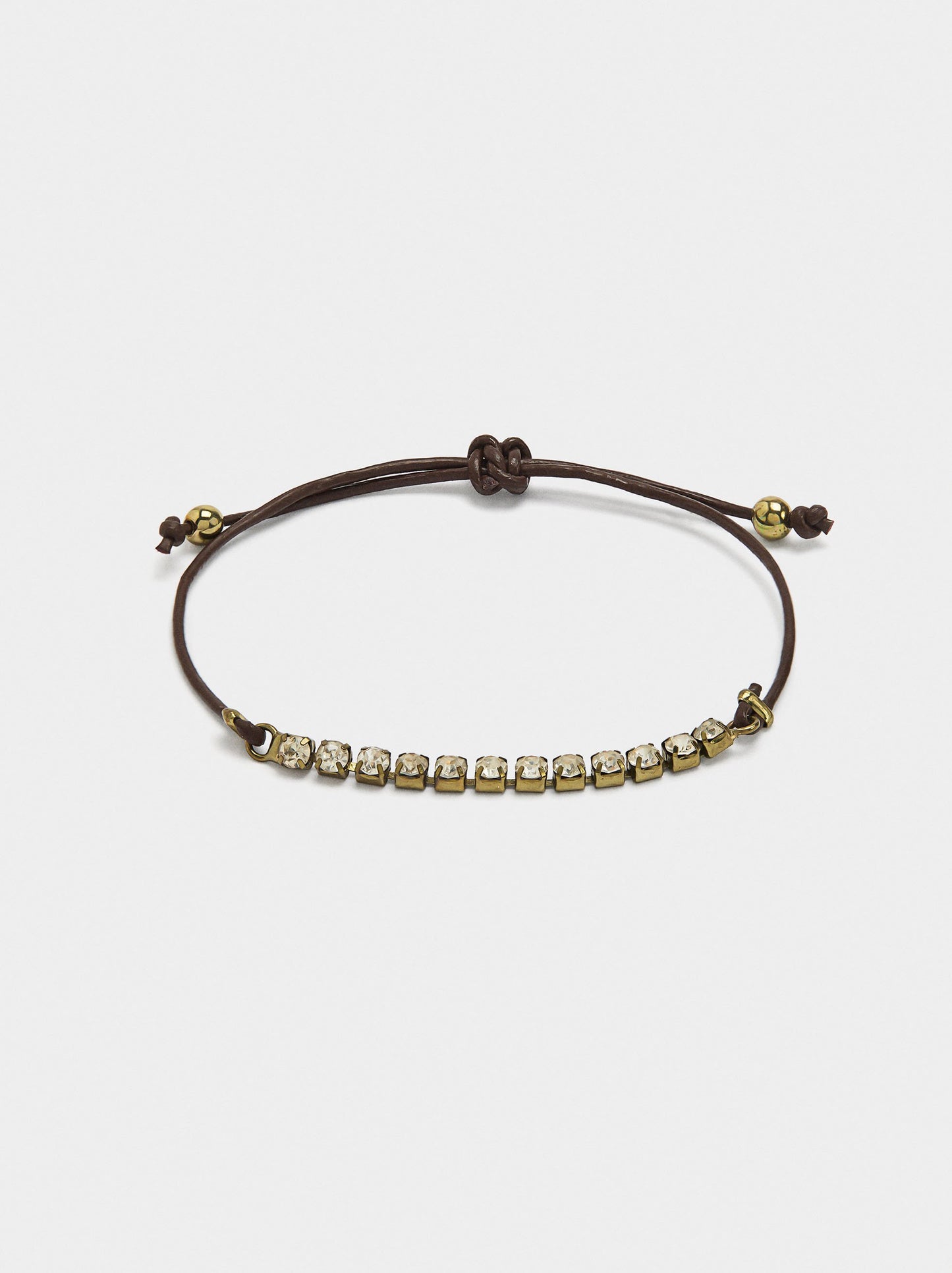 Leather Cord Bracelet With Crystals