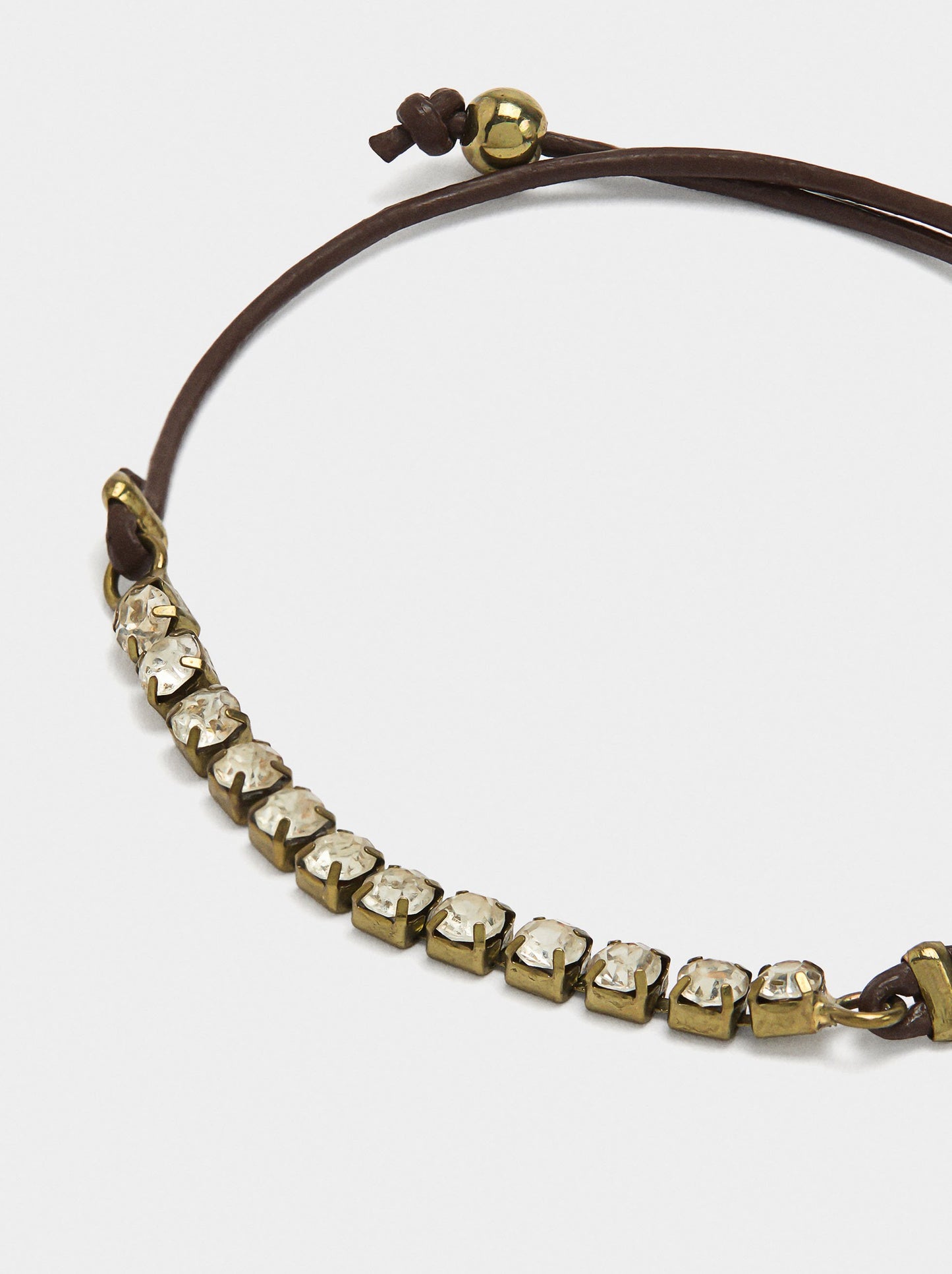 Leather Cord Bracelet With Crystals