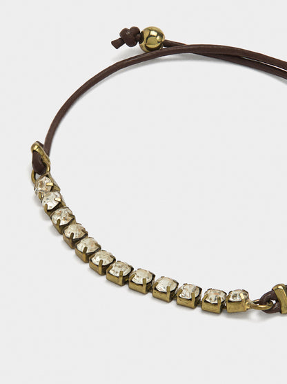 Leather Cord Bracelet With Crystals