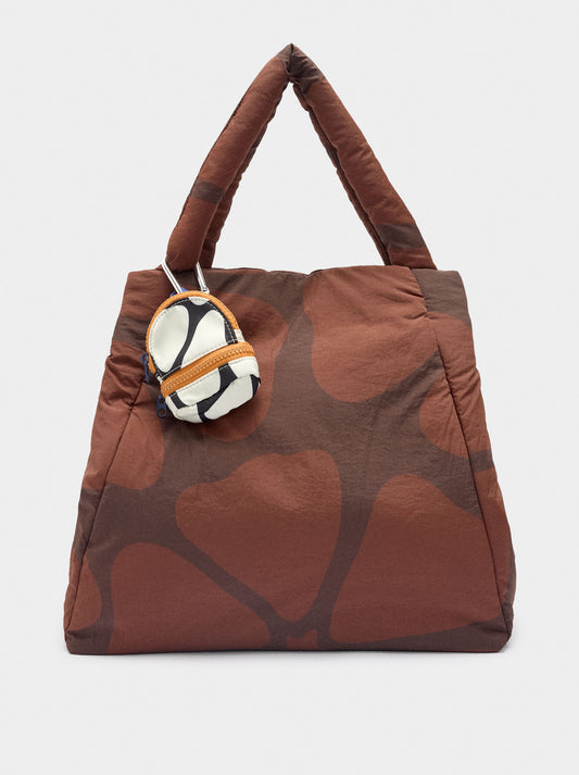 Printed Nylon Shopper Bag With Pendant