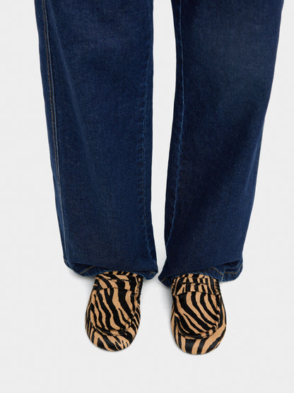 Animal Print Leather Moccasins
