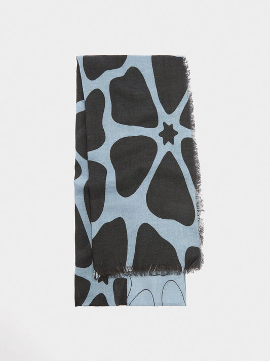Printed Scarf Made Of Wool And Cotton