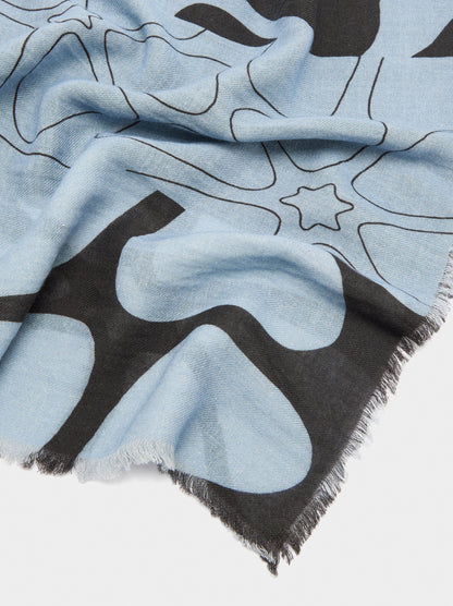 Printed Scarf Made Of Wool And Cotton