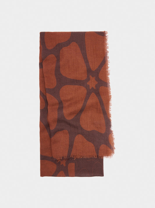 Printed Scarf Made Of Wool And Cotton