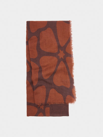 Printed Scarf Made Of Wool And Cotton