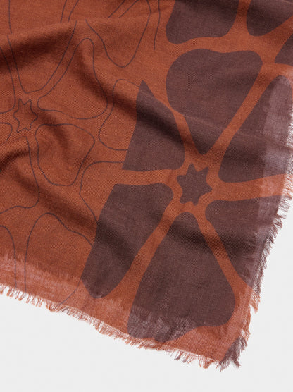 Printed Scarf Made Of Wool And Cotton