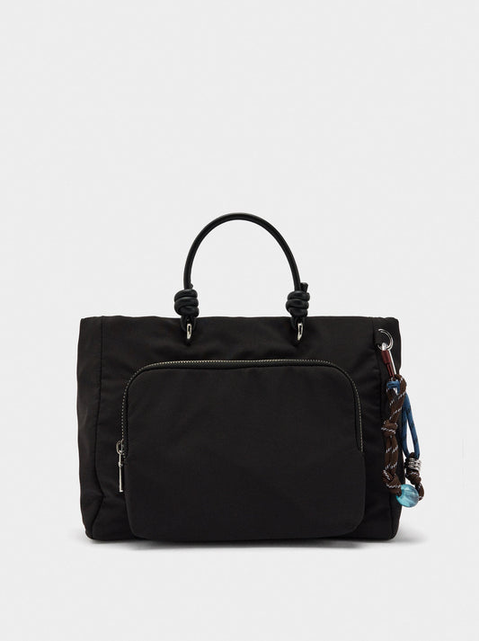 Tote Bag Of Nylon With M Pendant