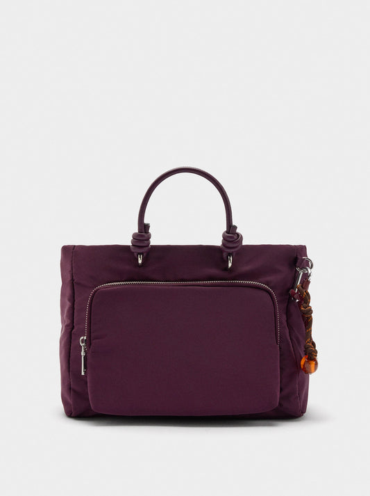 Tote Bag Of Nylon With M Pendant