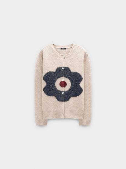 Jacquard Knit Floral Cardigan