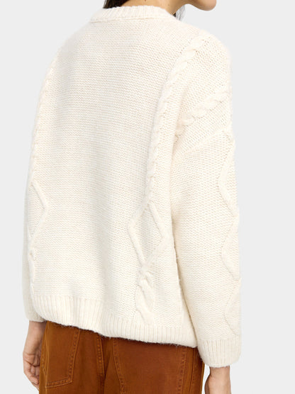 Knit Sweater With Fringes And Reliefs