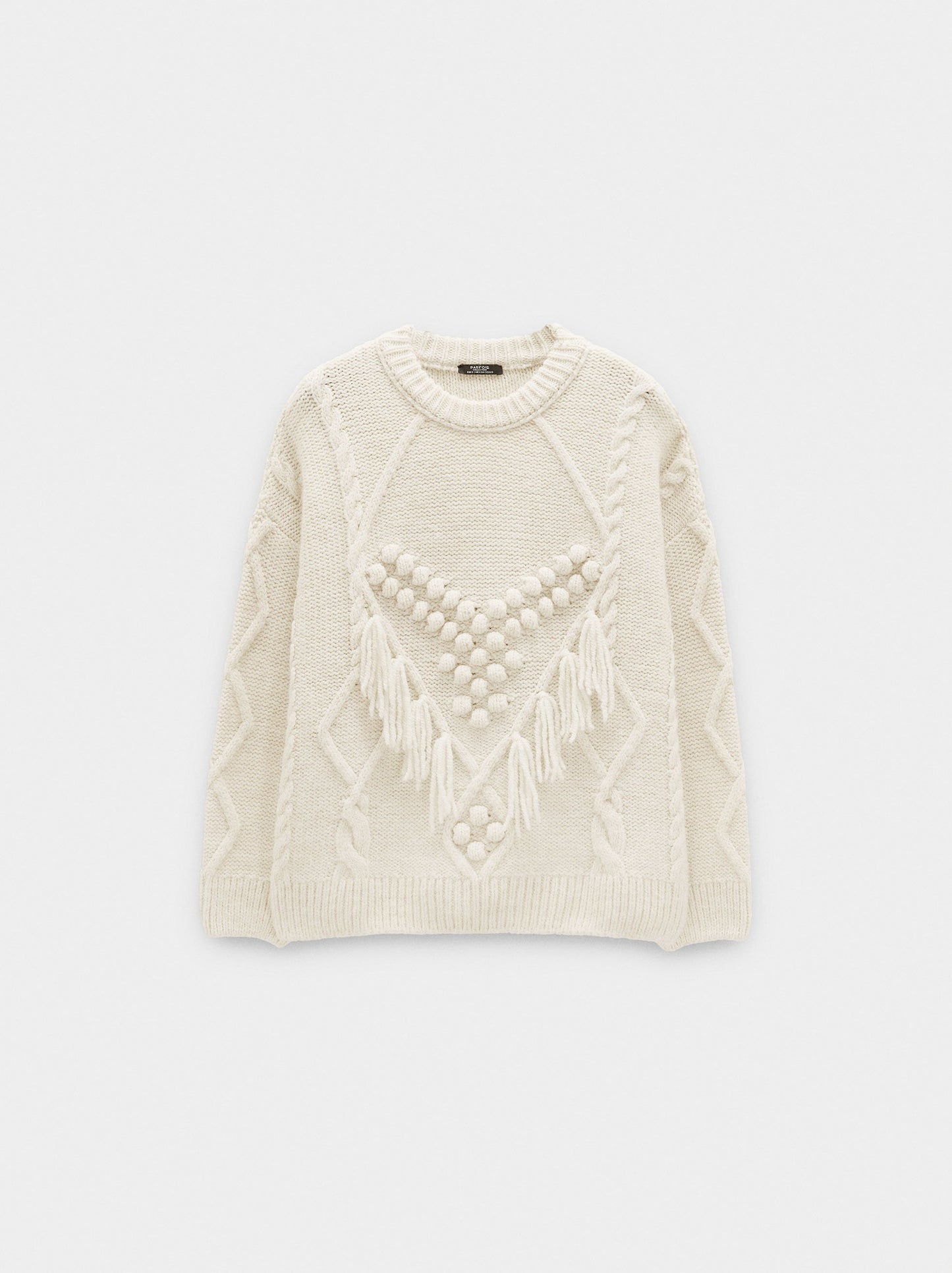 Knit Sweater With Fringes And Reliefs