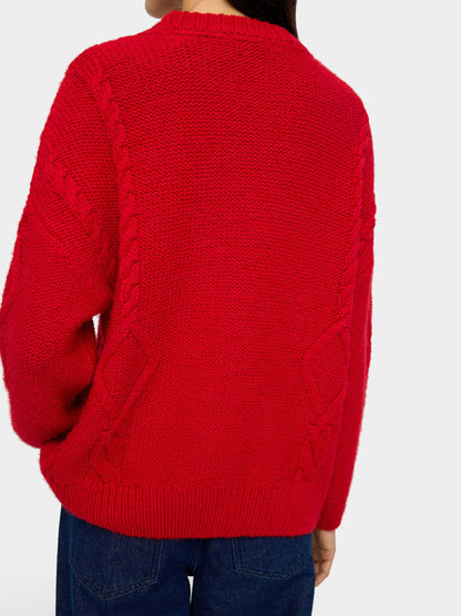 Knit Sweater With Fringes And Reliefs