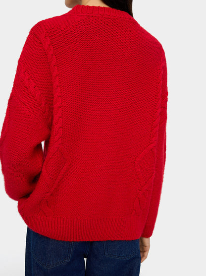 Knit Sweater With Fringes And Reliefs