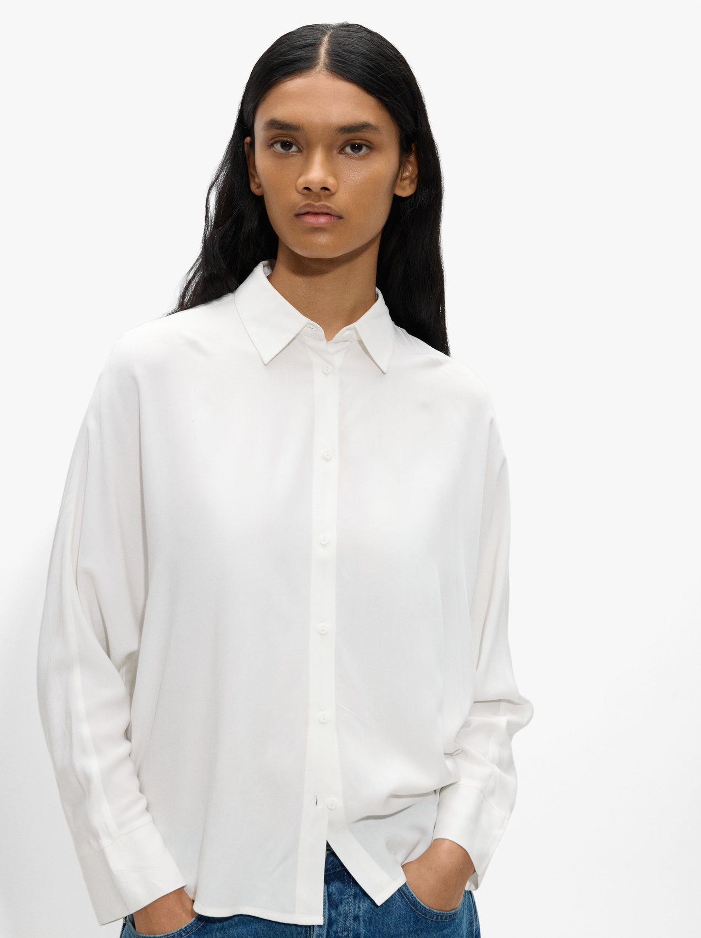 Shirt With Long Sleeves In A Fluid Fabric