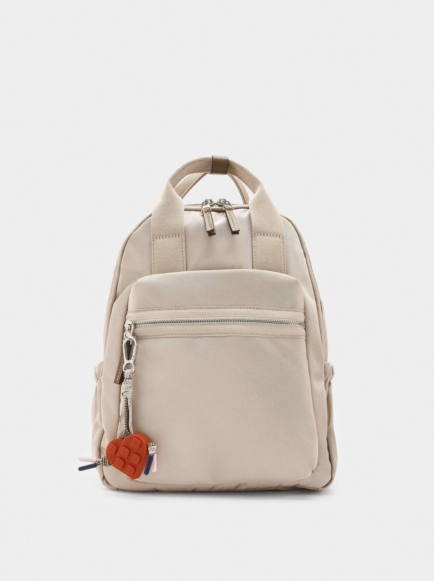 Nylon Backpack With Heart Charm