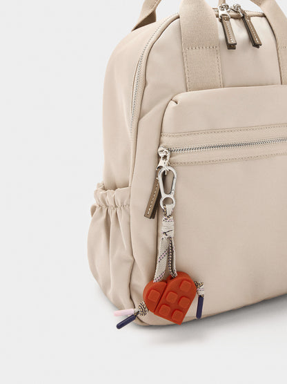 Nylon Backpack With Heart Charm