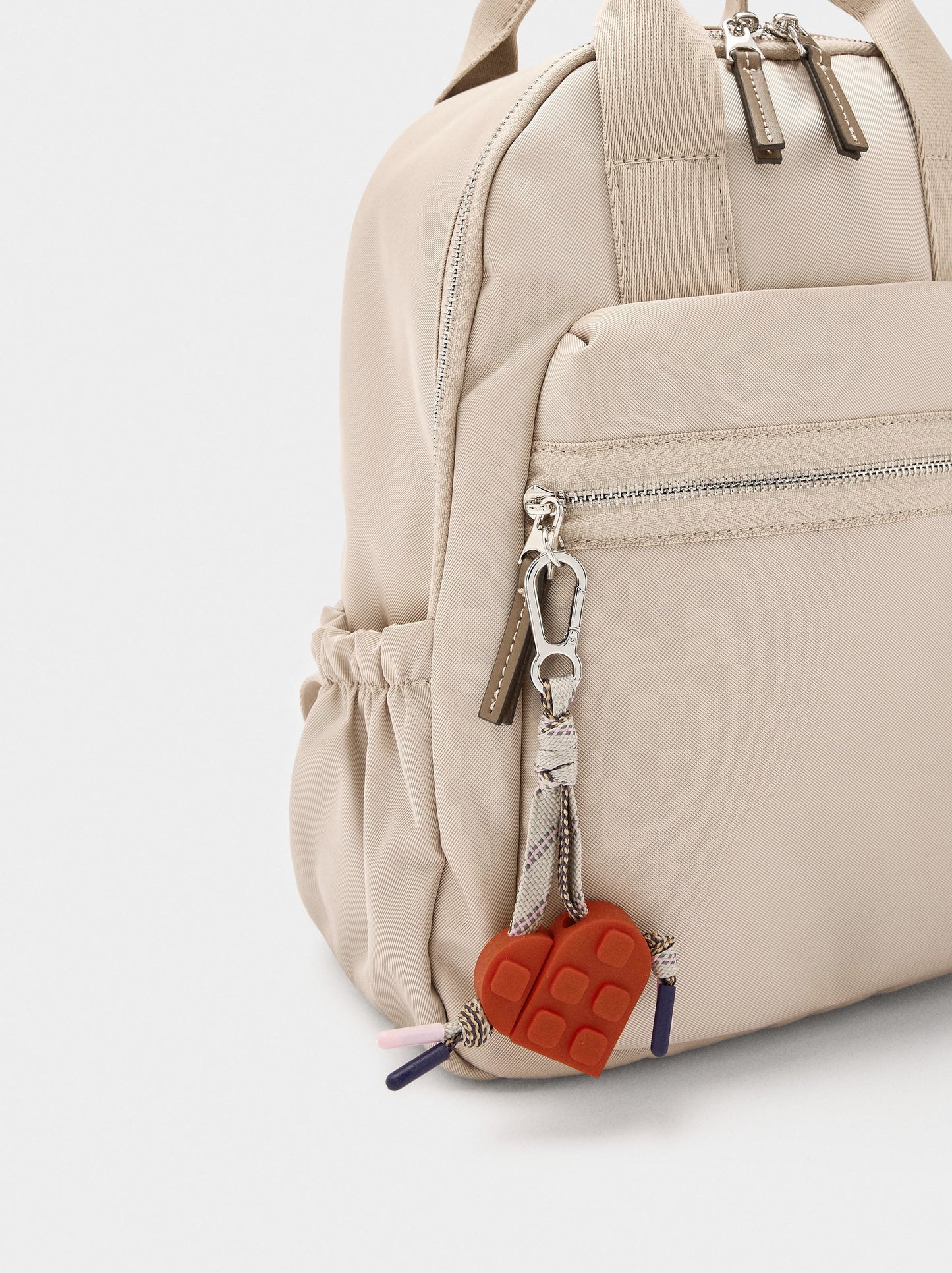Nylon Backpack With Heart Charm