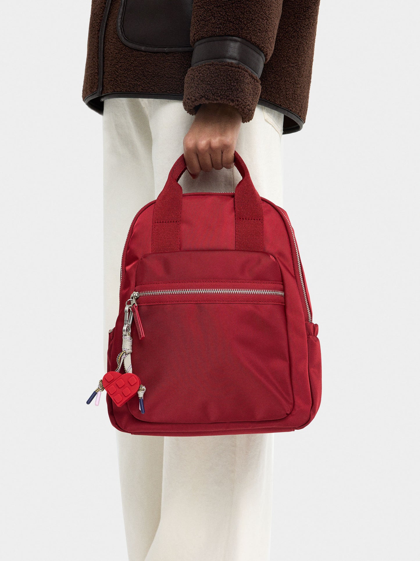 Nylon Backpack With Heart Charm