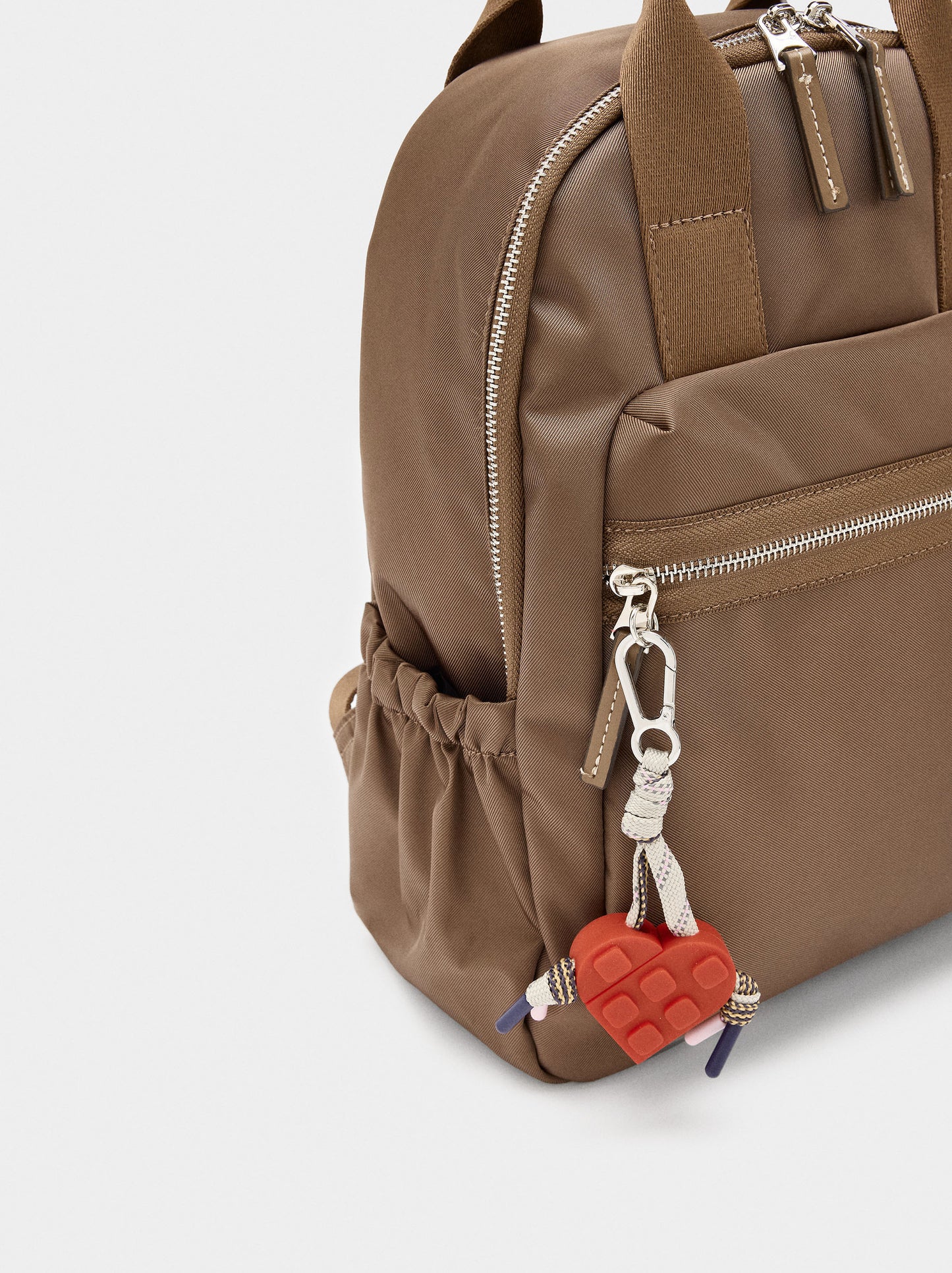 Nylon Backpack With Heart Charm