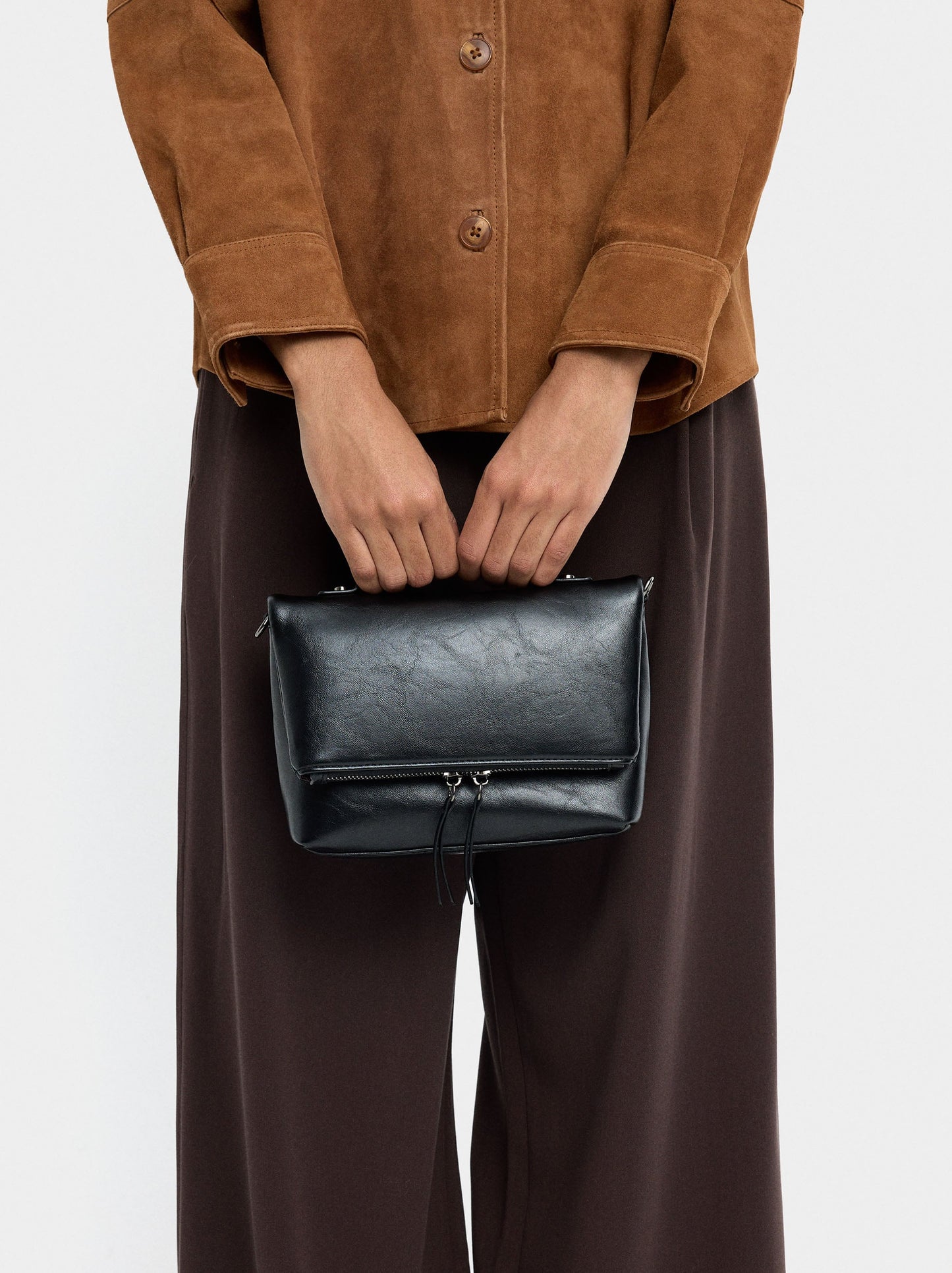 Party Bag With Flap In Cracked Effect