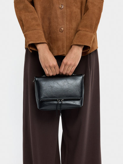 Party Bag With Flap In Cracked Effect