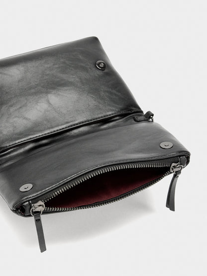 Party Bag With Flap In Cracked Effect