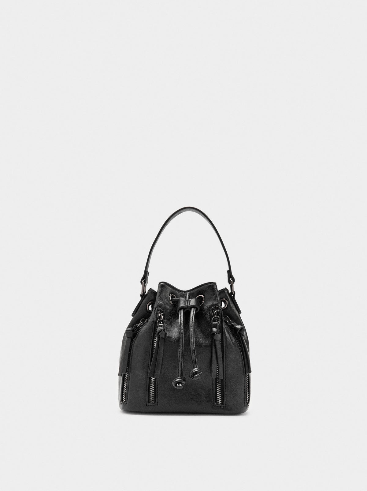 Bucket Bag With Texture And Zip Fastenings