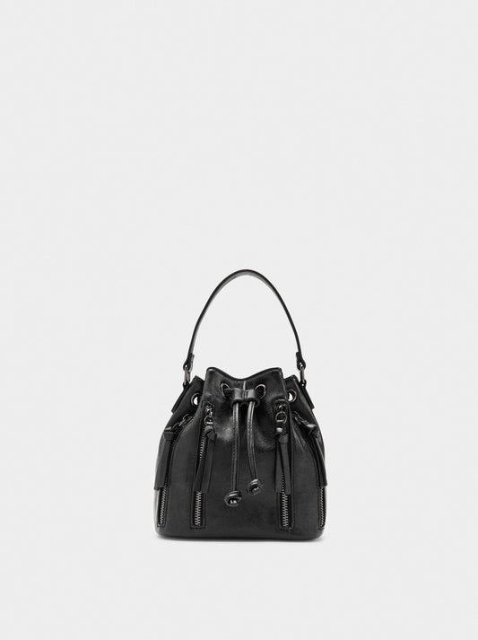 Bucket Bag With Texture And Zip Fastenings