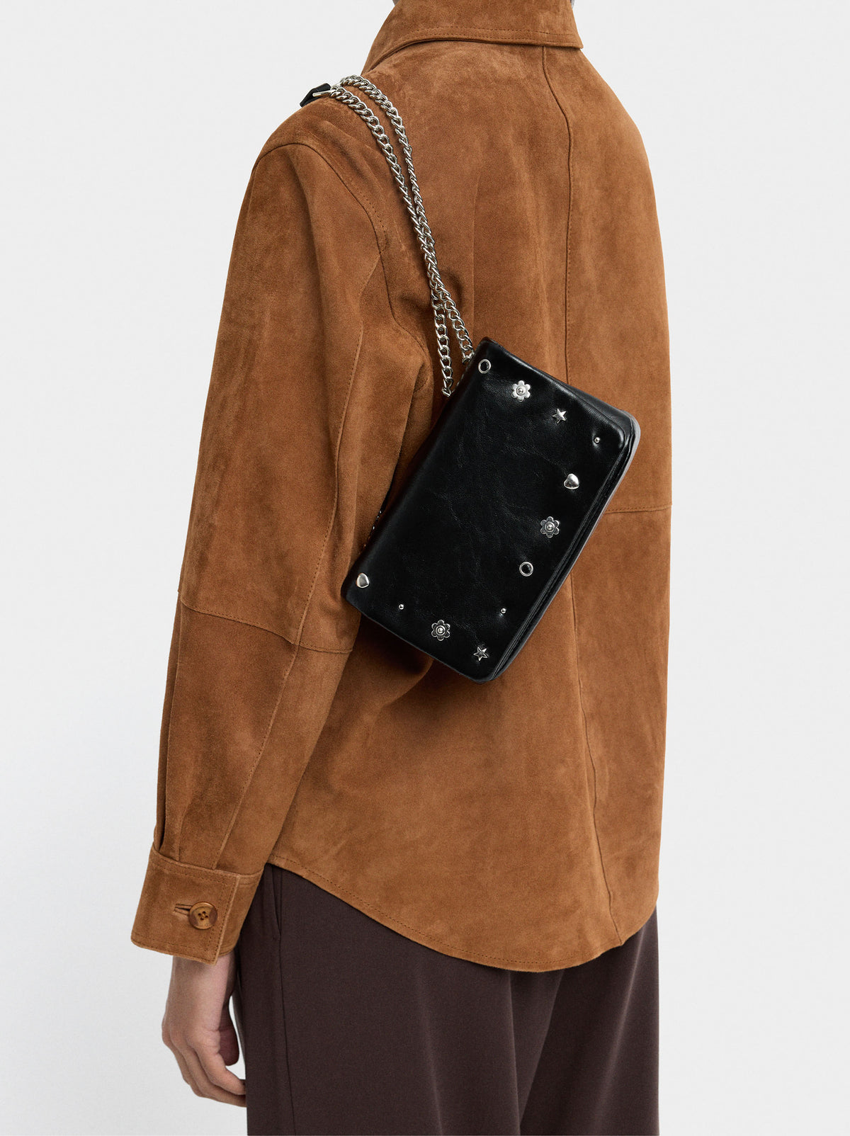 Shoulder Bag With Flap And Metallic Details