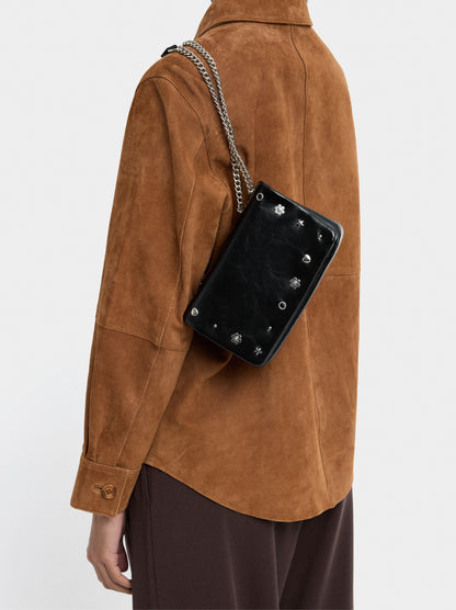 Shoulder Bag With Flap And Metallic Details