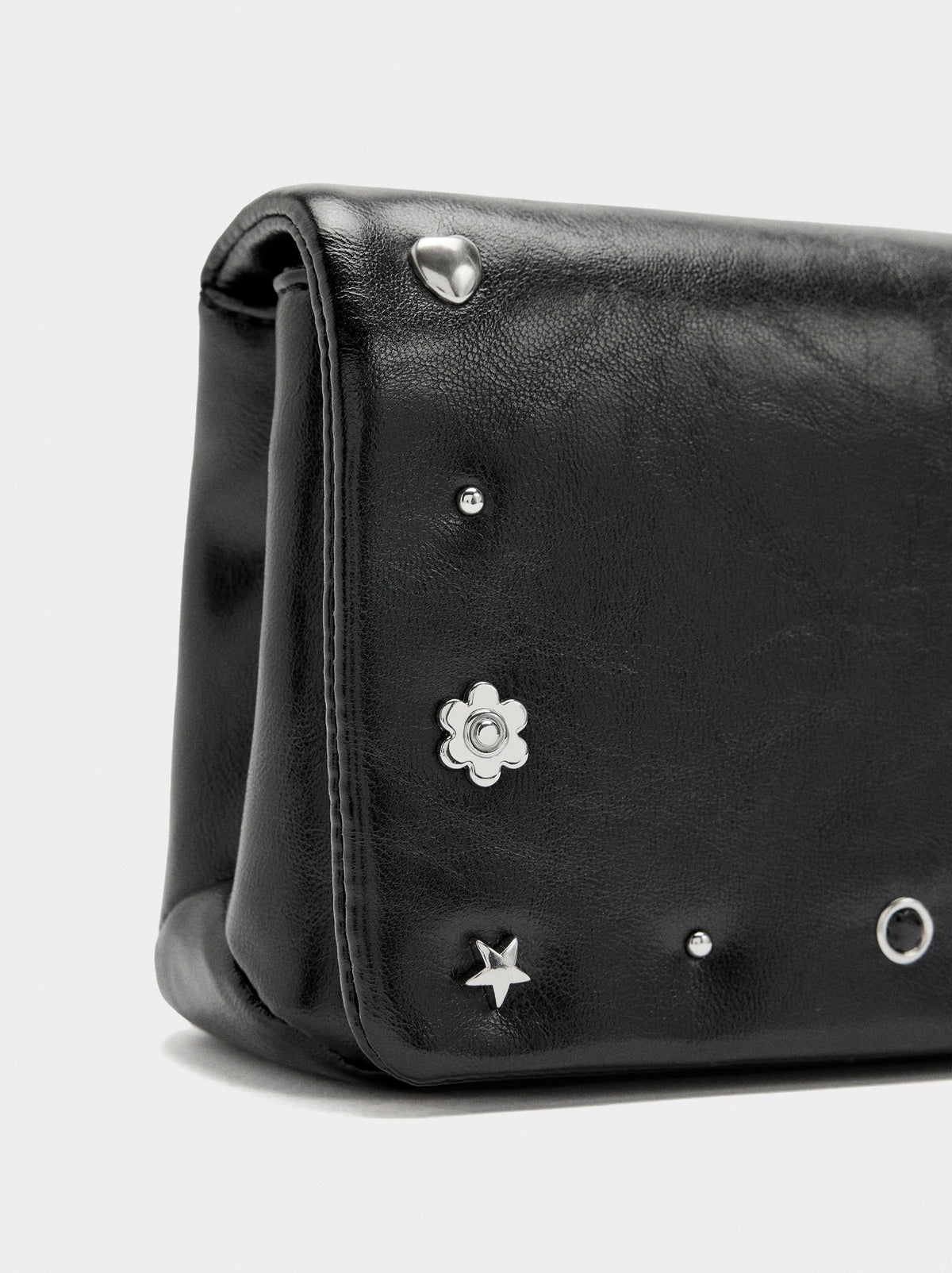 Shoulder Bag With Flap And Metallic Details