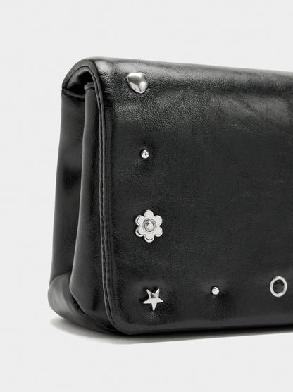 Shoulder Bag With Flap And Metallic Details