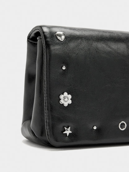 Shoulder Bag With Flap And Metallic Details