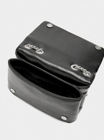Shoulder Bag With Flap And Metallic Details
