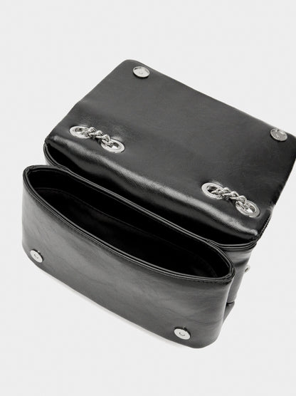 Shoulder Bag With Flap And Metallic Details