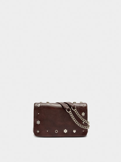 Shoulder Bag With Flap And Metallic Details