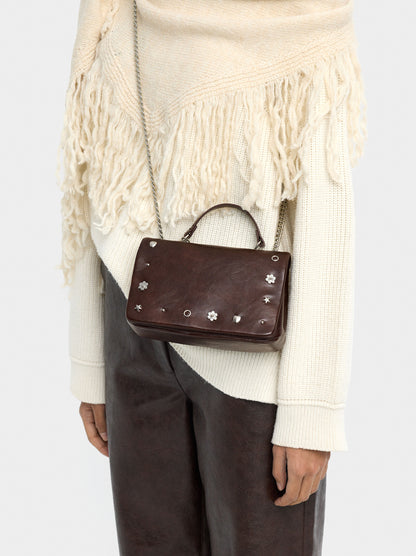 Shoulder Bag With Flap And Metallic Details
