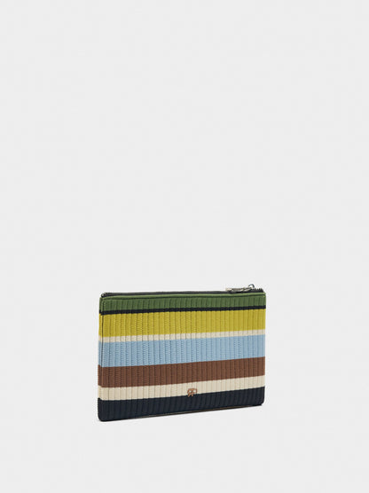 Coin Purse With Striped Mesh