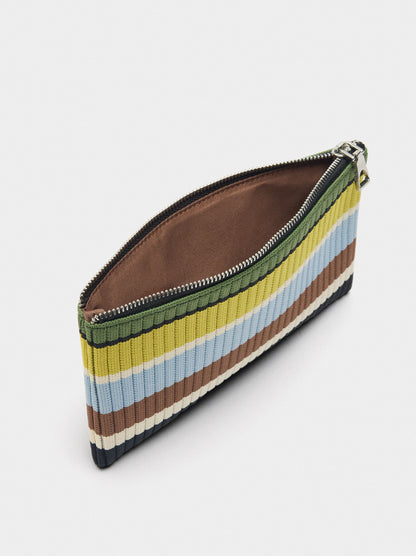 Coin Purse With Striped Mesh
