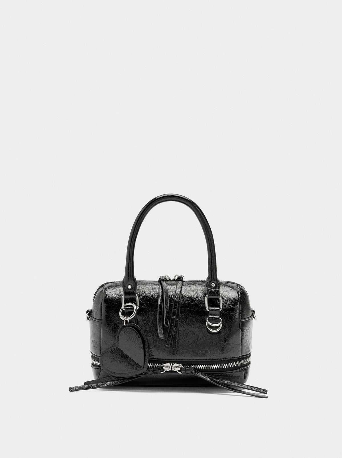 Tote Bag With Cracked Effect And Pendant