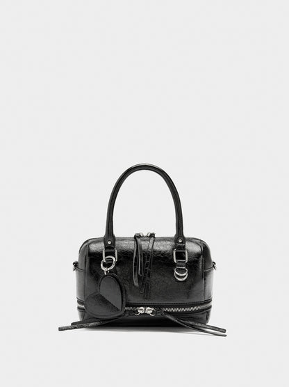 Tote Bag With Cracked Effect And Pendant