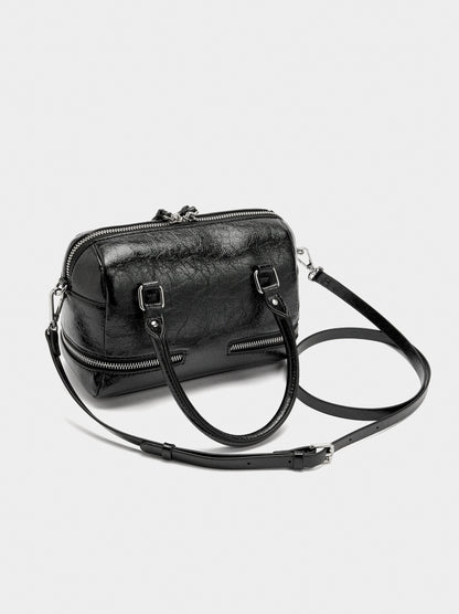 Tote Bag With Cracked Effect And Pendant