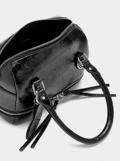 Tote Bag With Cracked Effect And Pendant