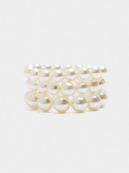Set Of Elastic Bracelets With Pearls