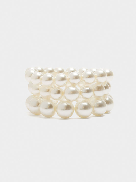 Set Of Elastic Bracelets With Pearls