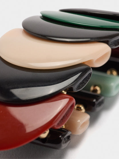 Elastic Bracelet With Resin Semicircles