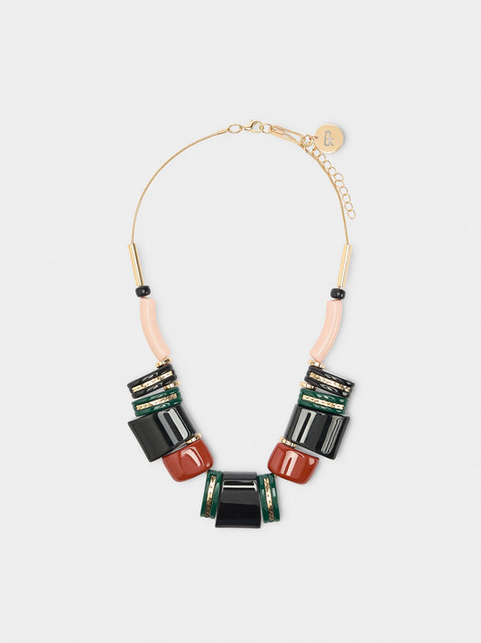 Necklace With Multicolor Resin Pendants