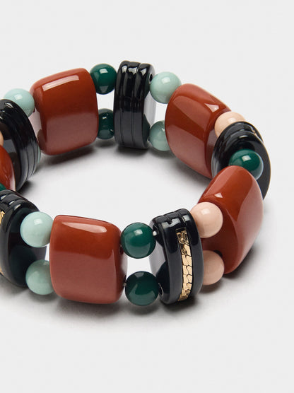 Elastic Bracelet With Resin Beads